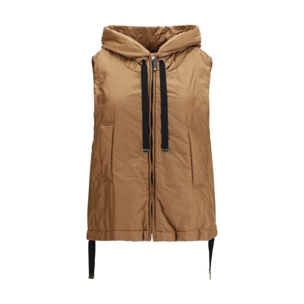 Max Mara The Cube Women Hooded Padded Vest In Water Repellent Canvas